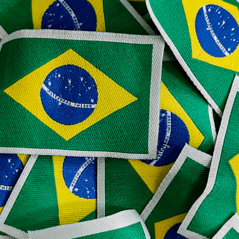 Etiqueta de Tecido Bordada - Bandeira do Brasil - 40x60mm - C/1und