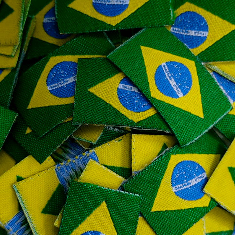 Etiqueta de Tecido - Termocolante - Bandeira do Brasil - 20x33mm - C/100und