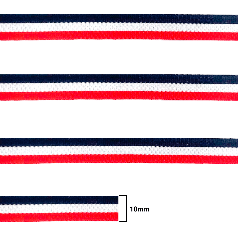 Cadarço Chato - Azul Marinho, Branco e  Vermelho  - 10MM - C/50M 