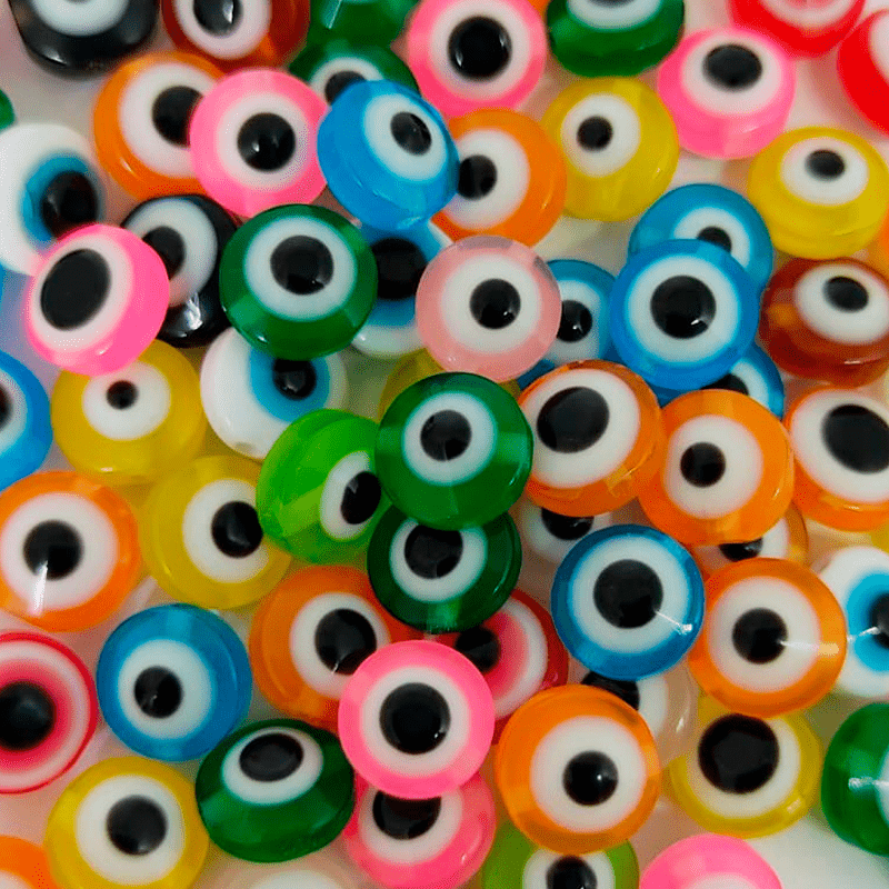 Miçanga - Olho Grego Colorido - Cores Sortidas - 8mm - C/100und - Cód RO-150605