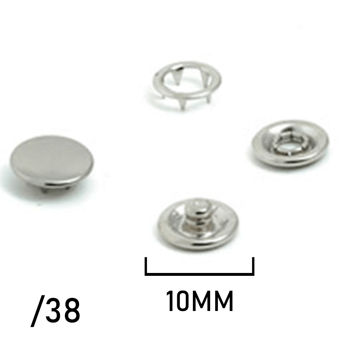Botão de Pressão - Eberle - Latão - 10mm - C/200und - Ref: 115/38 EE - Cód: BT7.115.38.EE.L