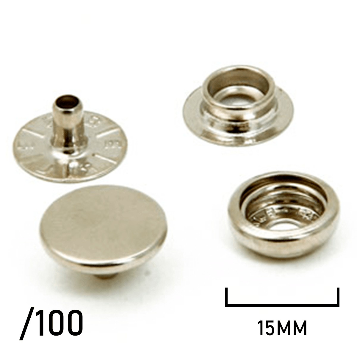 Botão de Pressão - Eberle - Latão - 15mm - C/200und - Ref: 150/100 - Cód: BT7.150.100.6.L