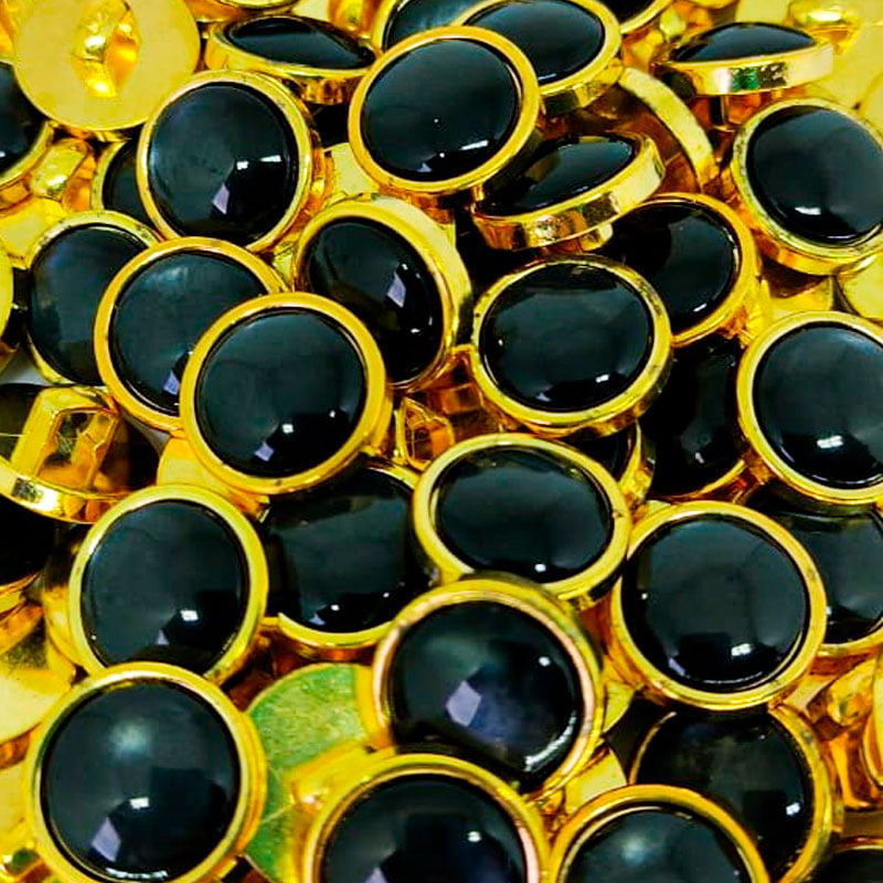 Botão Abs Pezinho - Modinha - Dourado C/Preto - Tam 16"/10,16mm - C/144und - Cód PAB161170