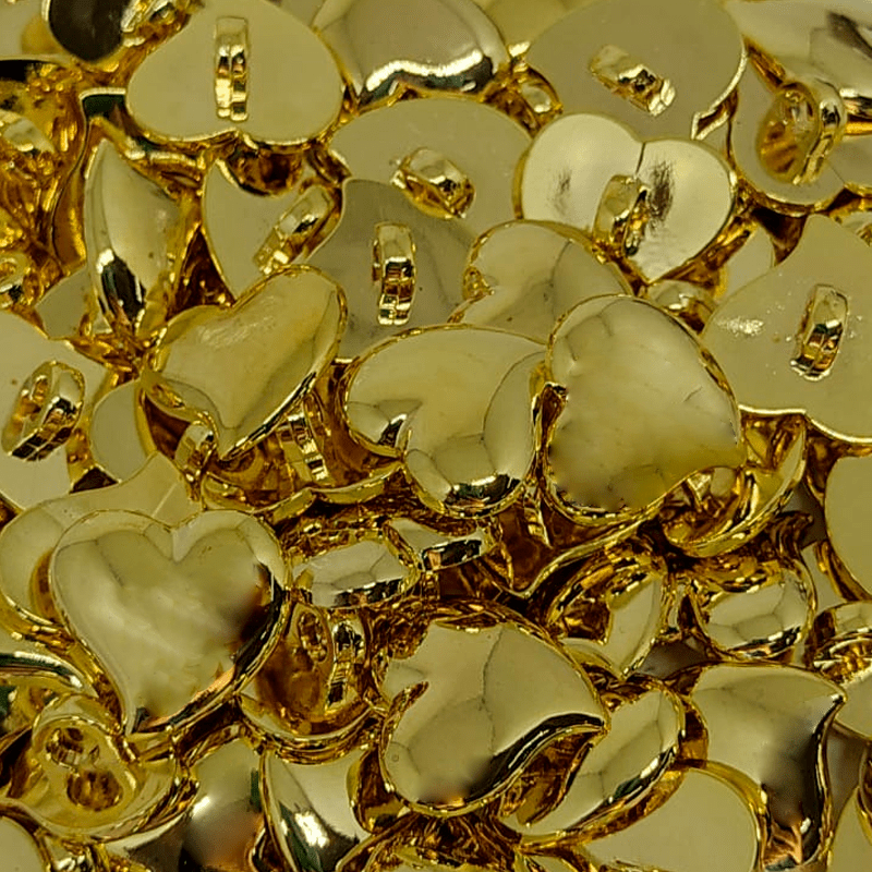 Botão Abs Pezinho - Modinha - Coração Dourado - Tam 28"/17,78mm - C/144und - Cód PAB283995