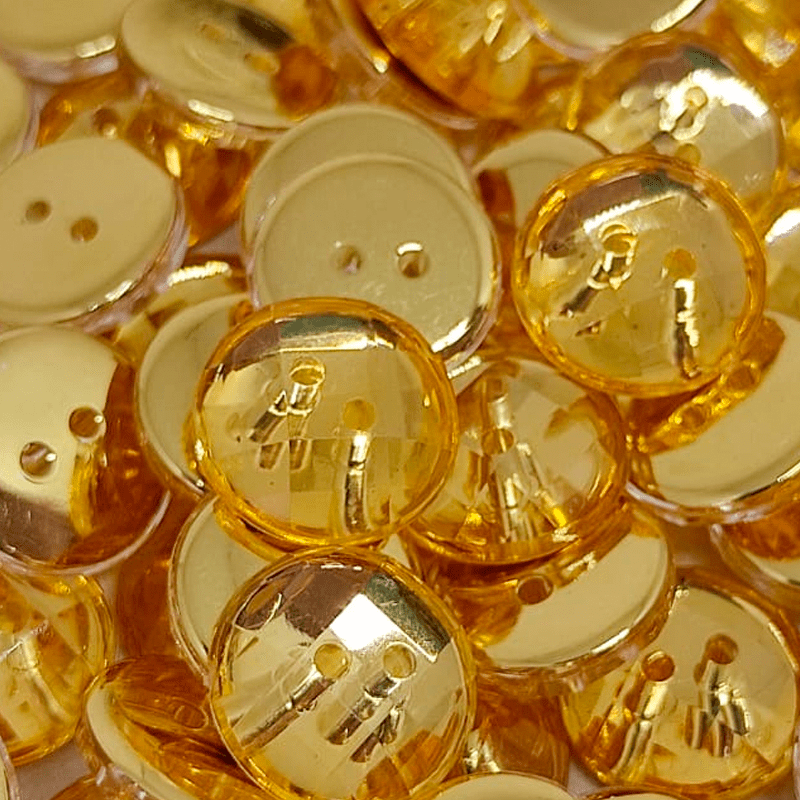 Botão Acrílico - Modinha - Dourado - 2 furos - Tam 18"/11,43mm - C/50und - CÓD BT9417-11