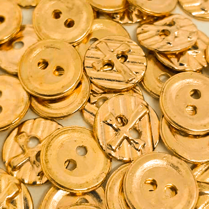 Botão Metal - Dourado - Cruz - 2 furos - Modinha - Tam 18"/11,43mm - C/50und