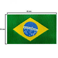 Etiqueta de Tecido Bordada - Bandeira do Brasil - 25x40mm - C/100und