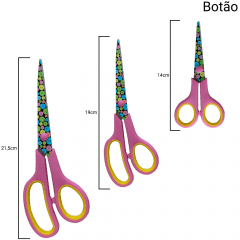 Kit Tesouras C/Estampas - 3und - 14cm/ 19cm/ 21,5cm- Ref KIT-TESOURA-3-VR