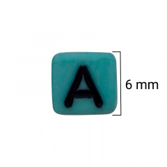 Miçanga Quadrada Colorida - Letras Pretas Sortidas - 6mm - C/100g 