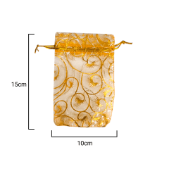 Saco de Organza - Estampa Dourada - 10x15cm - C/20und  