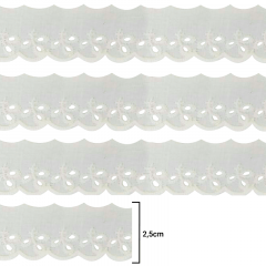 Tira Bordada de Algodão - Arte Punto - Branca - 2,5cm - C/13,7m - Ref BA020-025