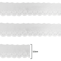 Tira Bordada de Algodão - Branca - 3,5cm - C/13,7m - Ref CAL-10-35