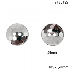 Botão Abs - Modinha - Prata - 2 furos - Tam 40"/25,40mm - C/144und - CÓD BT90182