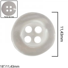 Botão de Poliéster Perolado - 18"11,43mm - 4 furos - C/144und - Cód MOD.1157