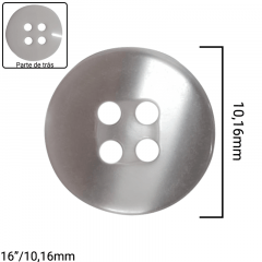 Botão de Poliéster Perolado - 4 furos - C/144und - Cód 10636 