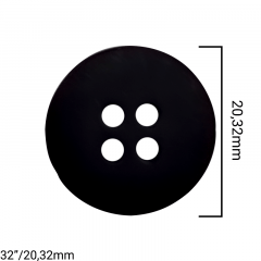 Botão de Poliéster - Preto Fosco - 4 Furos - C/144und - Cód 01486