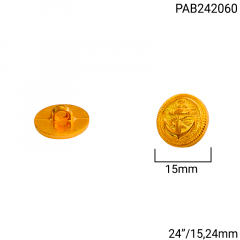 Botão ABS Pezinho - Modinha - Âncora Dourada - Tam 24"/15,24mm - C/144und - Cód PAB242060