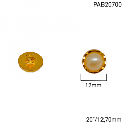 Botão Abs Pezinho - Modinha - Dourado C/Pérola - Tam 20"/12,70mm - C/100und - Cód PAB20700