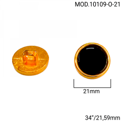 Botão Abs Pezinho - Modinha - Dourado C/Preto - Tam 34"/21,59mm - C/144und - CÓD MOD.10109-O-21