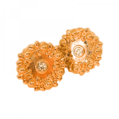 Botão Flor dourado c/pedra - Ferro - Tam 30" - 19,05MM - Pct c/10und