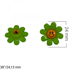 Botão Infantil - Flor com rostinho - Tam 38"/24,13mm - c/50und 