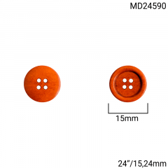 Botão Imita Madeira Escura - Modinha - 4 furos - Tam 24"/15,24mm - C/100und - Cód MD24590