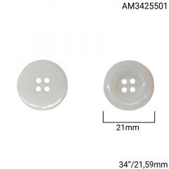 Botão Abs - Modinha - Branco - 4 furos - Tam 34"/21,59mm - C/200und - Cód AM3425501