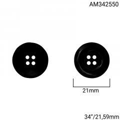 Botão Abs - Modinha - Preto - 4 furos - Tam 34"/21,59mm - C/200und - Cód AM342550