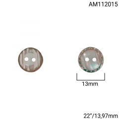 Botão Abs - Modinha - Bordas de Metal C/Meio Perolado - 2 furos - Tam 22"/13,97mm - C/144und  - Cód AM112015