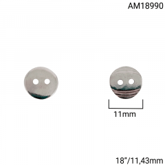 Botão Abs - Modinha - Camadas- Prata - 2 furos - Tam 18"/11,43mm - C/100und - Cód AM18990