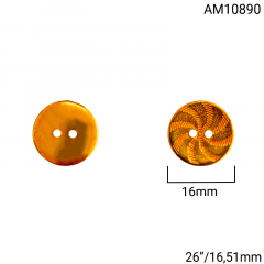 Botão Abs - Modinha - Desenho Aspiral - Dourado - 2 Furos - Tam 26"/16,51mm - C/100Und - Cód AM10890