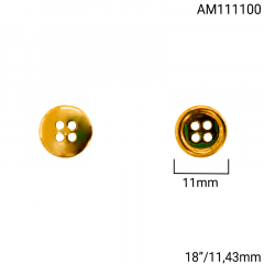 Botão Abs - Modinha - Dourado - 4 furos - Tam 18"/11,43mm - C/100und - Cód AM111100