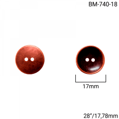 Botão Abs - Modinha - Fundo - Cobre - 2 furos - Tam 28"/17,78mm - C/200und - CÓD BM-740-18