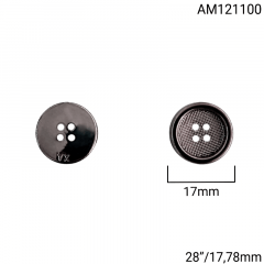 Botão Abs - Modinha - Meio Fundo Pontilhado - Onix - 4 furos - Tam 28"/17,78mm - C/50und - Cód AM121100