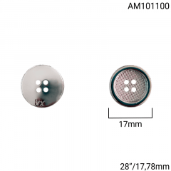 Botão Abs - Modinha - Meio Fundo Pontilhado - Prata - 4 furos - Tam 28"/17,78mm - C/50Und - Cód AM101100