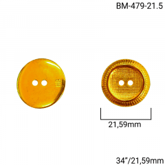 Botão Abs - Modinha - Bordas Trabalhadas - Dourado - 2 furos - Tam 34"/21,59mm - C/100und - CÓD bm-479-21.5