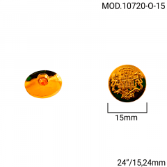 Botão Abs Pezinho - Modinha - Brasão - Dourado - Tam 24"/15,24mm - C/144und - CÓD MOD.10720-O-15