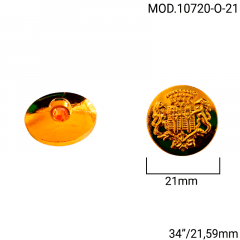 Botão ABS Pezinho - Modinha - Brasão Dourado - Tam 34"/21,59mm - C/144und - CÓD MOD.10720-O-21