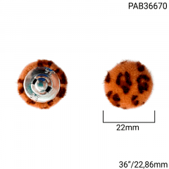 Botão ABS Pezinho - Modinha - C/Pelos Animal Print - Tam 36"/22,86mm - C/20und - Cód PAB36670