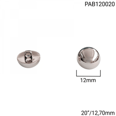 Botão ABS Pezinho - Modinha - Meia Bola - Prata - Tam 20"/12,70mm - C/100und - Cód PAB120020