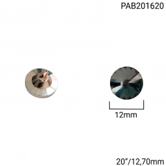 Botão ABS Pezinho - Modinha - Prata C/Acrílico Onix - Tam 20"/12,70mm - C/200und - Cód PAB201620