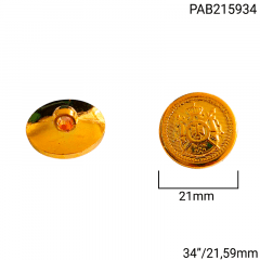 Botão ABS Pezinho - Modinha - Símbolo Dourado - Tam 34"/21,59mm - C/144und - Cód PAB215934