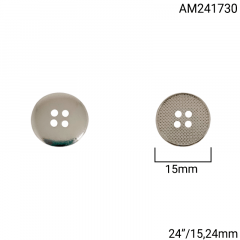 Botão Abs - Modinha - Pontilhado - Prata - 4 furos - Tam 24"/15,24mm - C/144und - Cód AM241730