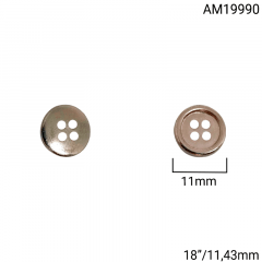 Botão Abs - Modinha - Prata - 4 furos - Tam  18"/11,43mm - C/100und - Cód AM19990