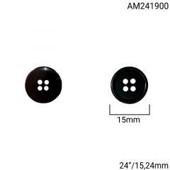 Botão Abs - Modinha - Preto - 4 furos - Tam 24"/15,24mm - C/200UND - Cód AM241900
