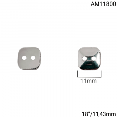 Botão Abs - Modinha - Quadrado - Prata - 2 furos - Tam 18"/11,43mm - C/100und - CÓD AM11800