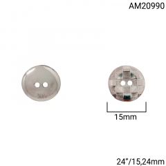 Botão Abs - Modinha - Quadrados Listrados - Prata - 2 furos - Tam  24"/15,24mm - C/50und - Cód AM20990