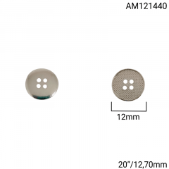 Botão Abs - Modinha - Texturizado - Prata - 4 Furos - Tam 20"/12,70mm - C/144und - Cód AM121440