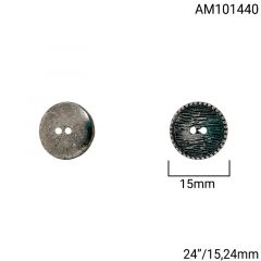 Botão Abs - Modinha - Trabalhado - Onix - 2 Furos - Tam 24"/15,24mm - C/144Und - Cód AM101440