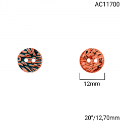 Botão Acrílico - Modinha - Cobre - 2 furos - Tam 20"/12,70mm - C/100und - Cód AC11700